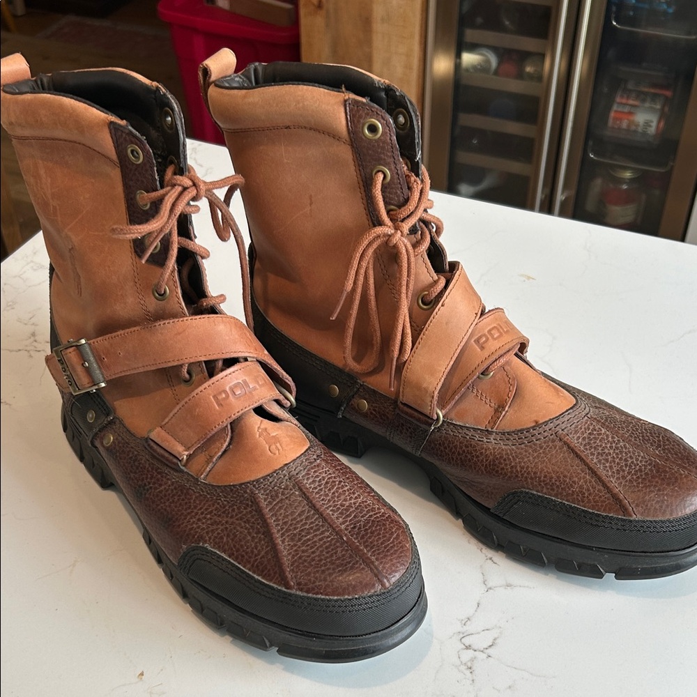 Polo by Ralph Lauren Brown Leather Lace-Up Rain & Snow Boots